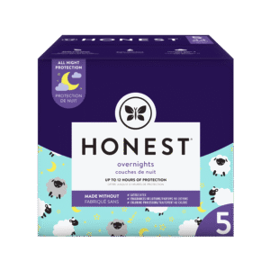 The Honest Company Overnight Baby Diapers, Sleepy Sheep, Size 5, 44 ct